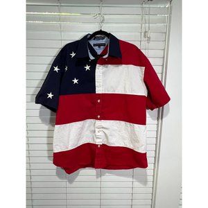 Tommy Hilfiger USA Embroidered Short Sleeve Button Up Shirt - Size XL‎